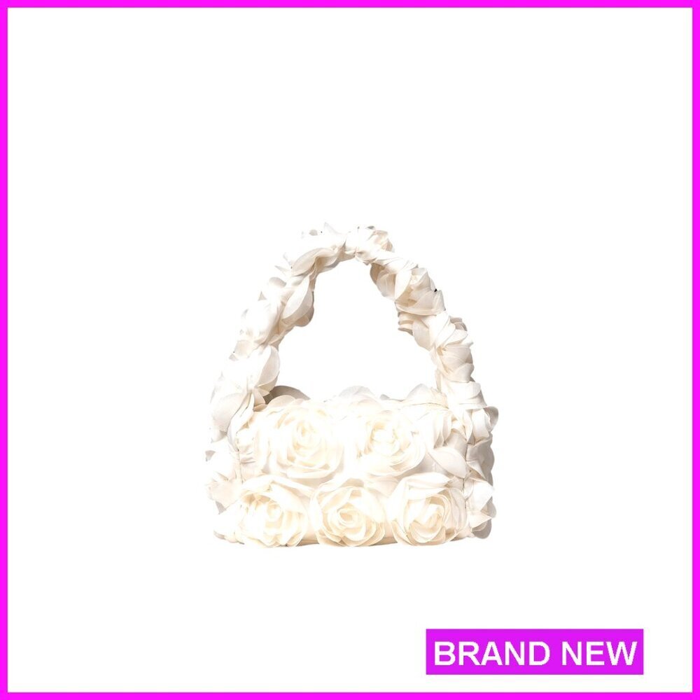 3D Flower Clutch Handbag Top Handle Evening Purse Romantic Rose Design